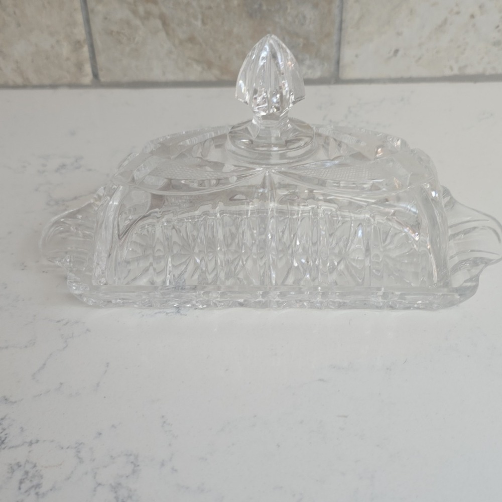 Vintage Crystal Butter Dish
